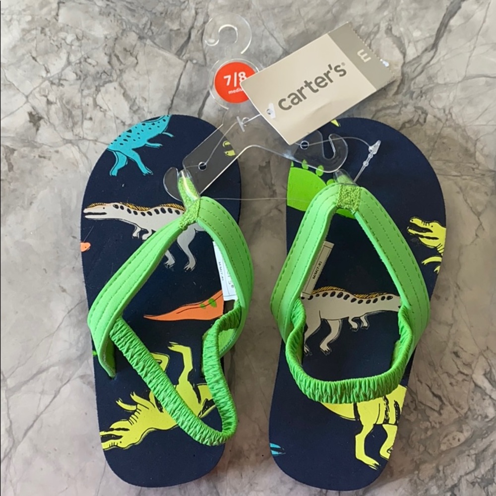 Carters | dino boys toddler flip flops | size 7-8